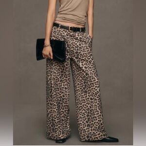 Anthropologie Pilcro Leon Leopard Double Hem Wide-Leg Jeans Plus 22w